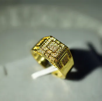 HOYON Complet Placat cu Aur de 14K cu Diamant de culoare stil Verigheta Anillos De Bijuterii cu topaz alb diamant Bizuteria Inel de Aur pentru Bărbați