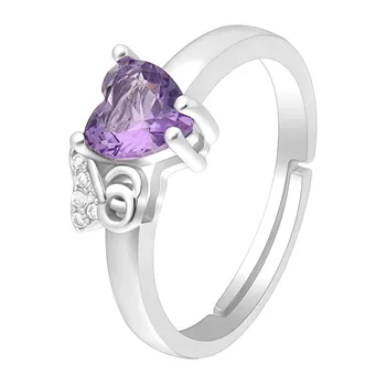 Hainon 10% Pe Inel Inima Bijuterii Argint Inele de Culoare pentru Femei Bijuterii de Nunta de Cristal violet Piatra Promite Deschide inele