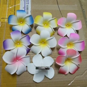 HappyKiss 810pcs Hawaiian mireasa CLIP de bijuterii floare de Frangipani Polimer 8CM frangipani flori artificiale Fete mireasa
