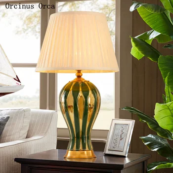High-end personalizate American ceramica de aur ceramica lampa de birou lampă de noptieră creative verde decorative lampa de birou transport gratuit