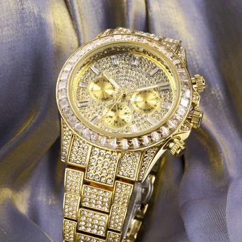 Hiphop Brand MISSFOX Aur Ceas de Moda Pentru Bărbați de Lux cu Gheață Plin de Diamante Ceasuri Inteligente Sport Impermeabil Ceasuri Relogio de sex Masculin
