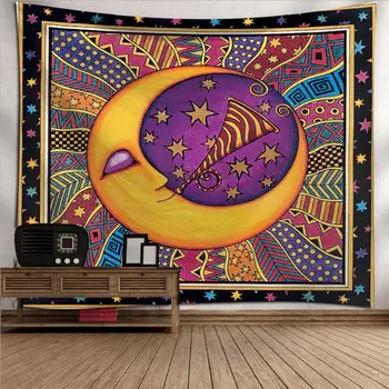 Hippie Cerești Art Tapiserie De Perete Decor Dormitor Vintage Sun Moon Ouija Psihedelice Covor Boho Decor Acasă Vrăjitorie Covor