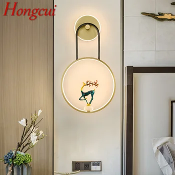 Hongcui Stil Chinezesc Alamă Lampă de Perete LED 3 Culori de Epocă de Creație Cerb Tranșee Lumina Pentru Casa Living, Dormitor, Noptiera