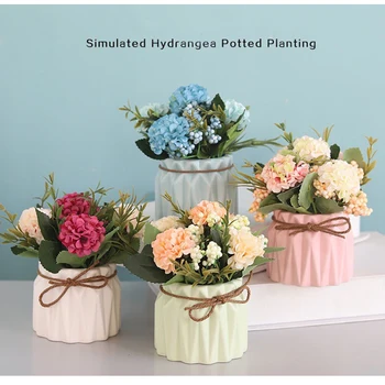 Hortensie Plantă de Ghiveci flori Artificiale pentru Nunta DIY decorare ceramică ghiveci de flori Moderne, Cadou de Ziua de nastere Pentru prietena Acasa