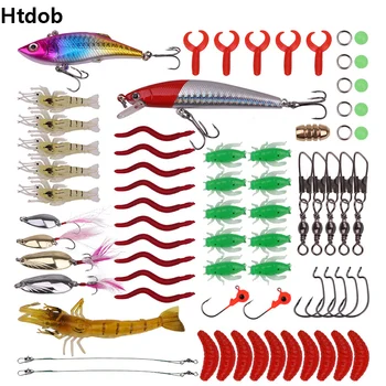 Htdob 70Pcs/Set Momeală Artificială de Pescuit Lures Kit Crankbait Cârlige Minnow VIB Atrage Manivela Atrage Cu Abordarea Mix Cârlige de Pescuit Momeală