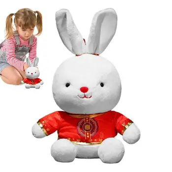 Iepuras Umplute Jucărie Fluffy Bunny Chineză Cadouri De Anul Nou Pentru Copii Tang Costum Zodiac Chinezesc Anul De Iepure Animale Mici Păpuși