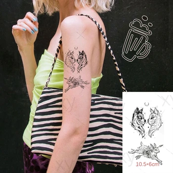 Impermeabil Tatuaj Temporar Autocolant Iepure Câine Pisica Scorpion Luna de Fete Body Art pe Încheietura Brațului Fals Tatuaj Flash Tatuaj Femei Bărbați