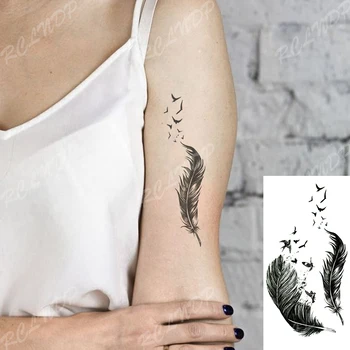 Impermeabil Tatuaj Temporar Autocolant Pene de Pasăre Animal Înapoi Brațul Picior Flash Tatuaj Fals Tatuaj Body Art pentru Femei Barbati