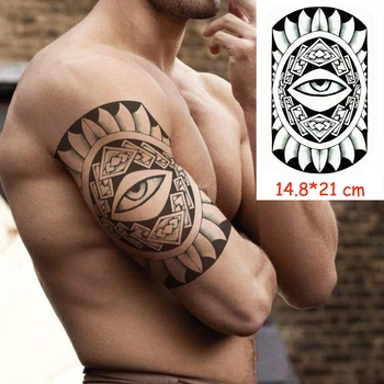 Impermeabil Tatuaj Temporar Autocolant ochi totem transfer de apă fals mari braț picior înapoi tatuaj flash tatuaj Barbat Femeie copil 14.8*21 cm