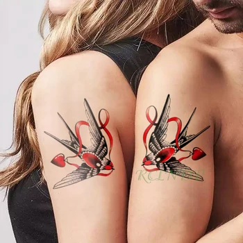 Impermeabil Tatuaj Temporar Autocolant zbura pasăre inima rosie tatouage tatuaj flash tatuaj tatuaje false pentru fata femei femme Bărbați