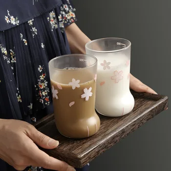 Ins Creative Labă de Pisică Acasă Cupa de Sticlă rezistente la Căldură de Sticlă de Apă Cana de Lapte Ceasca de Cafea Ceasca Fată Drăguță Ceașcă de Ceai Drăguț Cupa de Sticla