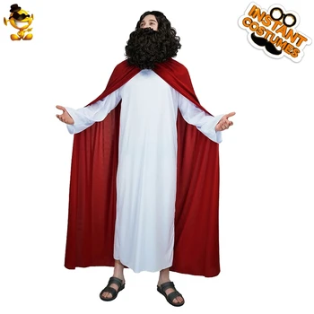 Isus Costum pentru Bărbați Halloween Cosplay Adult Isus Petrecere, Joc de Rol Halat Alb Roșu Cape Haina Costum