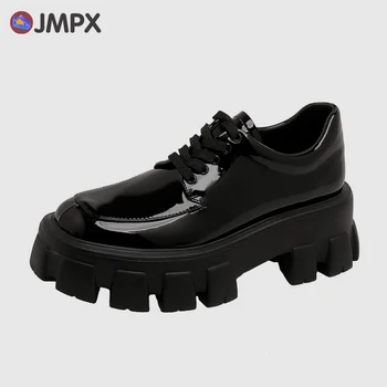 JMPX Brand de Moda pentru Femei Pantofi de Primăvară 2022 Noua Platforma Pantofi Toc Pompe de Brevete din Piele Rotund Toe Dantela-up Pantofi de damă
