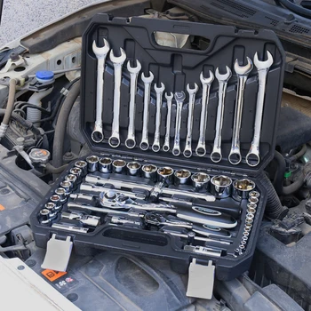 JUNEFOR Atelier Mecanic Tools Unelte Manuale Set Kit Complet de Instrumente de Reparații Auto Cheie Soclu Șurubelniță Biți edc Accesorii