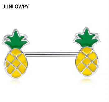 JUNLOWPY Dublu Ananas Fructe se Potrivesc Biberon Piercing Bara de Haltere din Inox 14g Cercel Piercing Bijuterii Corp 20buc