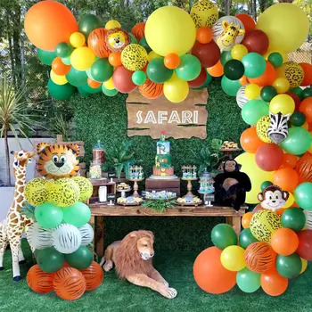 Jungle Safari Tema Petrecere Ghirlanda Baloane Kit Baloane de Animale Frunze de Palmier pentru Copii Băieți Petrecere Copil de Dus Decoratiuni