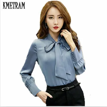 KMETRAM 2020 Elegant și Moda Plus Catifea Toamna Iarna Tricou Boutique Doamnelor Bluza Arc Cămașă Sifon Femei Tricouri HH595