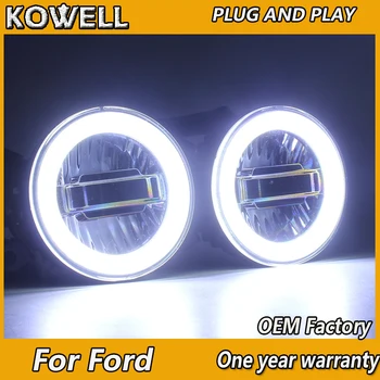 KOWELL Styling Auto pentru Ford focus Fiesta fusion mondeo EcoSport LED Lumina de Ceață Auto Angel Eye Lampa de Ceață cu LED DRL 3 funcție de model