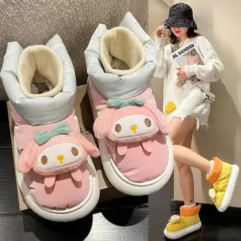 Kawaii Kuromi Cinnamoroll Pompom Purin Sanrio Gros Cu Talpi Cizme De Zapada Desene Animate Anime Bomboane De Culoare Caldă Pantofi De Bumbac Cadou De Ziua De Nastere