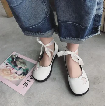 Kawaii fata de confortabil cosplay kawaii pantofi loli Anglia colegiu student stil lolita dulce pantofi cap rotund laing pantofi plat