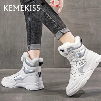 KemeKiss Noi 2023 Femei Cizme De Zăpadă Din Piele Adevărată Blană, Pantofi De Cald Femeie De Moda De Iarnă Ghete De Zi Cu Zi Încălțăminte Mărimea 35-42
