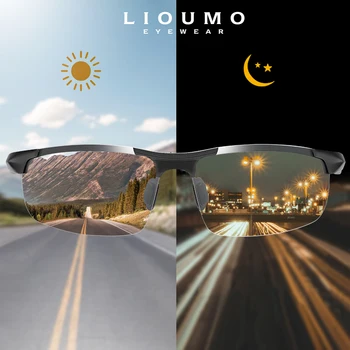 LIOUMO Cadru de Aluminiu în aer liber Fotocromatică Polarizat ochelari de Soare Barbati Anti-Orbire Conducere Ochelari Cameleon gafas de sol hombre