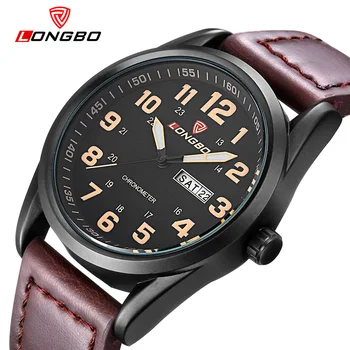 LONGBO Mens Ceasuri de Top de Brand de Lux Bărbați Sportului Militar Impermeabil Ceas de mână de Afaceri din Piele Cuarț Ceas Relogio Masculino