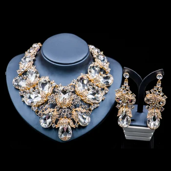 Lan palatul turc bijuterii din aur de culoare Austriac de cristal colier și cercei de nunta pentru femei set de bijuterii transport gratuit