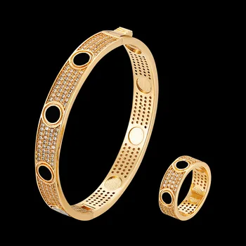 Lanruisha de Lux Brățară și inele pentru femei bijuterii set cu full zircon inserție distanțate rotund lac clasic populare accesorii