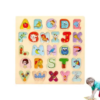 Lemn Alfabet Puzzle Acrilice Alfabet Puzzle-uri din Lemn Pentru Copii mici ABC Forma de Puzzle de Învățare Alfabet Puzzle-uri Jucarii Prescolari