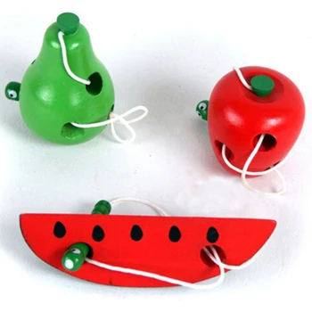 Lemn Montessori Jucarii Educative Vierme Amuzant Mănânce Fructe Mere Pere Jucărie Pentru Copii De Predare Învățare Timpurie Sida Puzzle-Uri Pentru Copii Jucarii Cadou