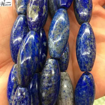 Livrare gratuita bijuterii Frumoase 12x30mm Natural Lapis Lazuli Orez Distanțiere Femei Bărbați Margele Vrac PG8658