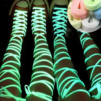 Luminos Șireturi Plate Adidasi Panza Șireturi Strălucire În Întuneric De Noapte De Culoare Albă Pulbere Verde Fluorescent Șiret