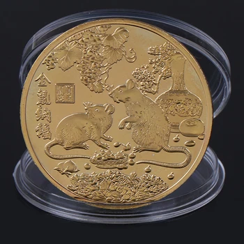 Lunar Rat An Monedă Comemorativă Tradițională Chineză Zodiac Suvenir Provocare De Colectie Plina De Bessings