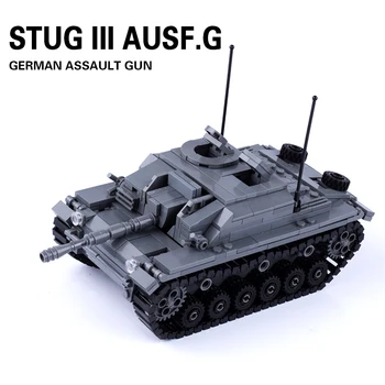 MOC WW2 Germania Tun Rezervor Blocurile Armatei Accesorii Soldați Cifre Armă STUG III Camion Militar Auto Jucarii pentru Copii