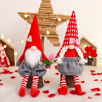 Manual de Ziua Îndrăgostiților Gnome Stând Câteva Păpuși Băieți și Fete de Valentine ' s Zi, Nunta Decor suedeză Mos craciun Figurine