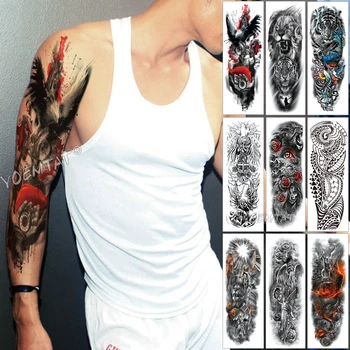 Mari Bratul Tatuaj Bufnita Mâinile Ceas Impermeabil Tatuaj Temporar Autocolant Înger Nor Scara Oameni Complet Roșu Tatuaj Body Art