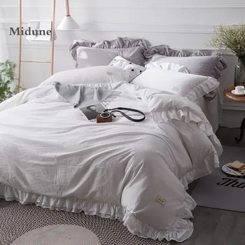 Midune 100% Spălate Bumbac Carpetă acopere set iarna fular acoperi cearșaf față de Pernă 4pc lenjerie de pat seturi de regina king size bedcloths