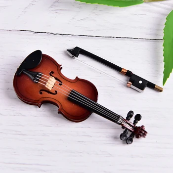 Mini Vioara in Miniatura Instrument Muzical din Lemn Model cu Suport și Caz