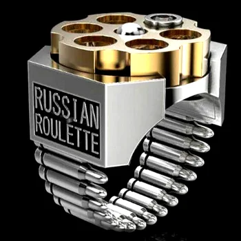 Moda Mecanice Ruleta Ruseasca Glonț Inel Barbati Punk Rece De Aur De Metal De Culoare Argintie Inele Hip-Hop Rock Bijuterii 2020