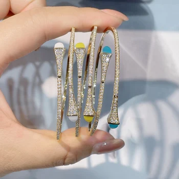Moda Noua Farmece Geometrice Bratara&Brățară Pentru Femeile rochii de Mireasa de Zircon Cubic Dubai Petrecere de Nunta Bijuterii bijoux B-166