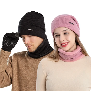 Moda Toamna și Iarna Nou Cald Tricotate Mănuși de Lână pentru Bărbați și Femei de Pălărie Eșarfă Culoare Solidă Eșarfă de Protecție pentru Urechi Palarie Cald