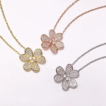 Moda colier personalitate dulce rafinat trei frunze de flori incrustate cu piatra naturala bijuterie bijuterii pentru a trimite cadouri pentru 2019 nou cald