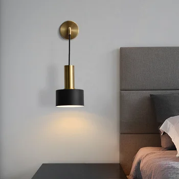 Modern Reglabil Lampă de Noptieră Lampa de Perete Negru de Lux de Aur Nordic Sus în Jos Lectură Lumina Lumina de Perete Tranșee pentru Culoar Interior E27