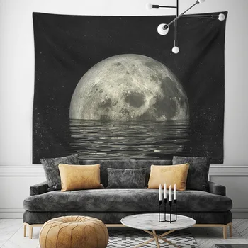 Modern de personalitate de negru de apă pe lună, decorative, tapiserii, agățat de perete, prosoape de plaja, șaluri