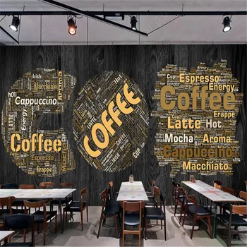Modernă limba engleză Alfabet Magazin de Cafea Industriale Decor Tapet Restaurant Fundal tapete Murale Papel De Parede 3d