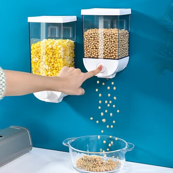 Montare pe perete Apăsați Ieșire Multi-cereale Rezervor de Stocare Multi-cereale Borcan Transparent Vizibile Gustare Fructe Uscate Depozitare Sticla Borcan Sigilat