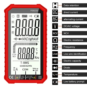 Multimetru Digital de 6000 de Capete de acuzare AC DC afisaj Digital True RMS NCV Rezistența Diodei Capacitate Temperatura de Frecvență Măsură