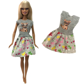 NK 1XDoll Mini-Rochie Moderna Fusta Casual Uzura de Partid Drăguț Gri Haine Pentru Barbie Papusa cu Accesorii de Jucarie pentru Copii