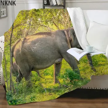 NKNK Elefant Pături Animal Cuvertură Pentru Pat Copaci Pături Pentru Paturi Peisaj Imprimare 3D Sherpa Pătură Nouă de Înaltă Calitate pentru Adulți